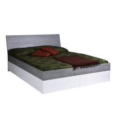 מיטה עם מגירות בצבע לבן ואפור 140