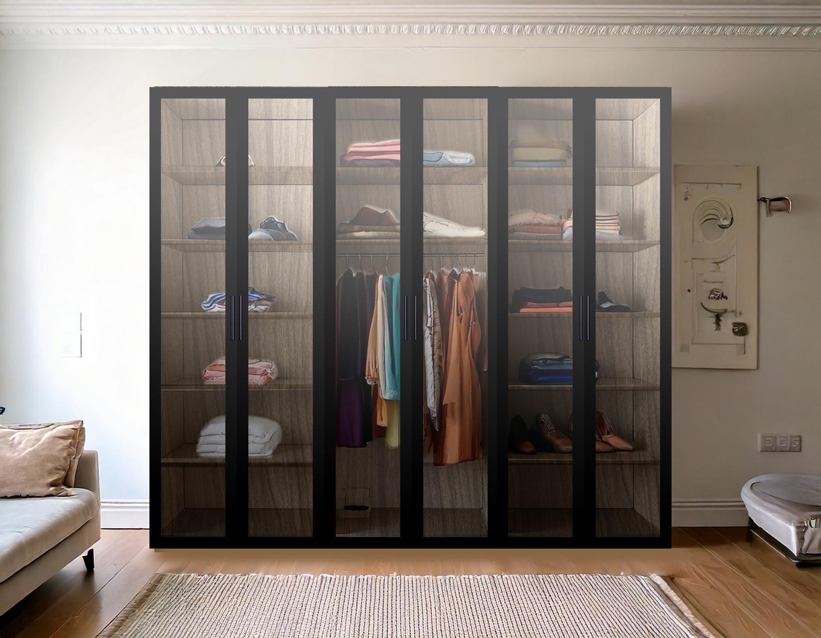 ארון פתיחה עם דלתות זכוכית ברוחב 240 דגם מונקו בצבע עץ