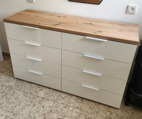 קומודה בצבע אלון ולבן 8 מגירות דגם "טל" photo review